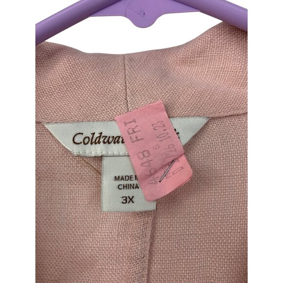 Coldwater Creek Womens 3X Plus Pink Linen Blazer Jacket Pockets EUC 8804 - Picture 3 of 9
